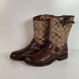 Frye for Coach Veronica Canvas Boots | Shorty | Engineer | 8 B